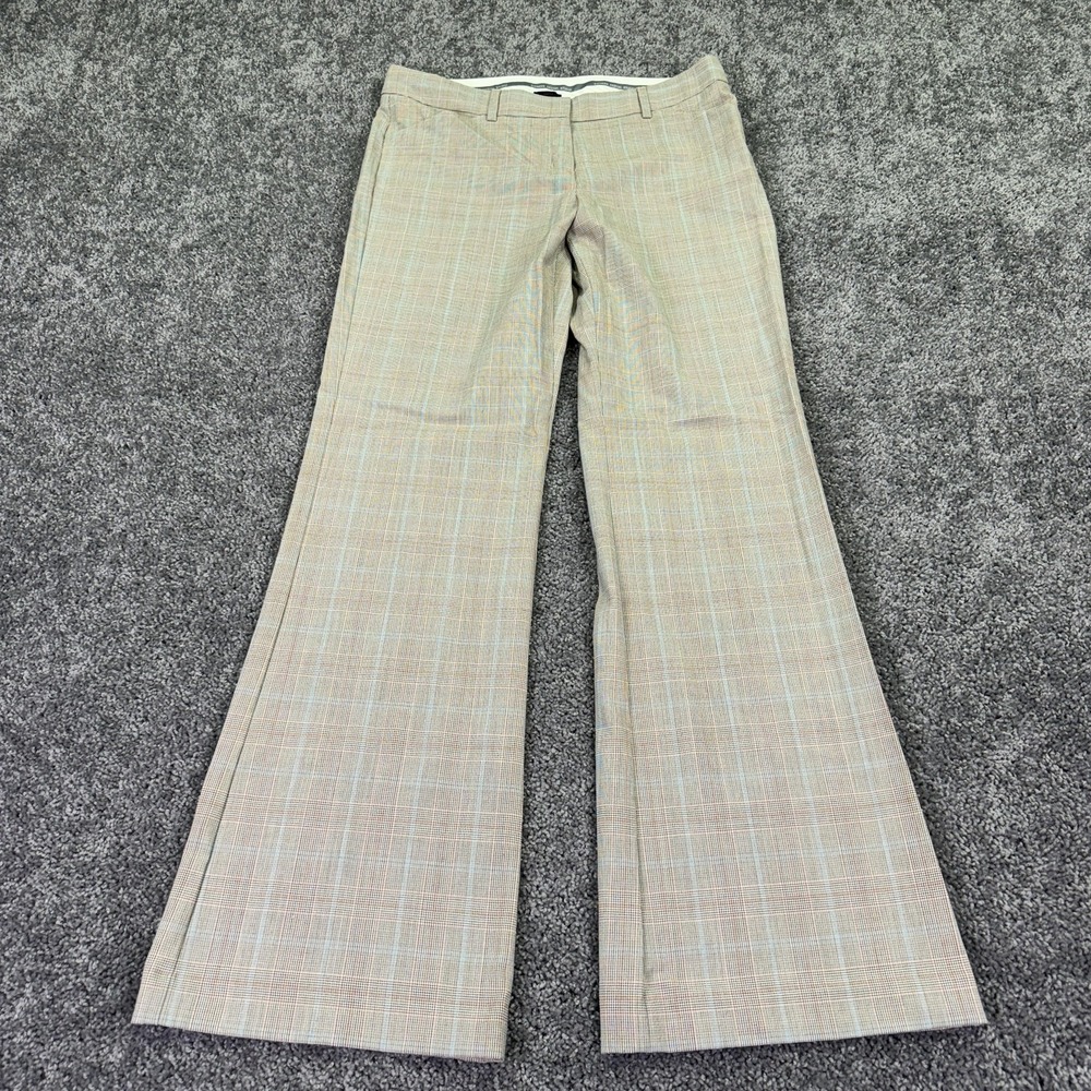 Express Pants Womens 8 Beige Plaid Editor Wide Leg Twill Dress Work Business